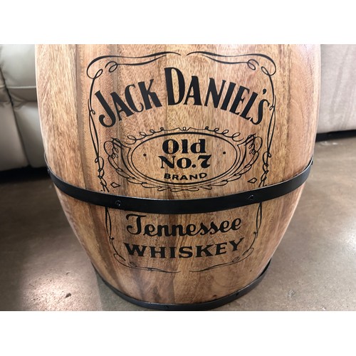 3008 - A leather topped Jack Daniels storage barrel stool