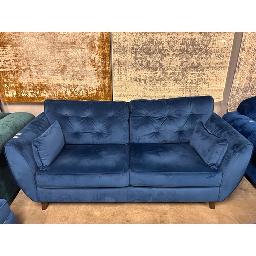 3036 - A Hoxton blue three seater sofa