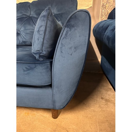 3036 - A Hoxton blue three seater sofa