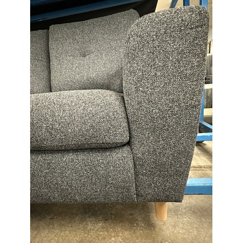 3115 - A dark static grey upholstered compact two seater sofa on turned oak legs