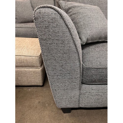 3056 - A grey upholstered two seater sofa and matching armchair