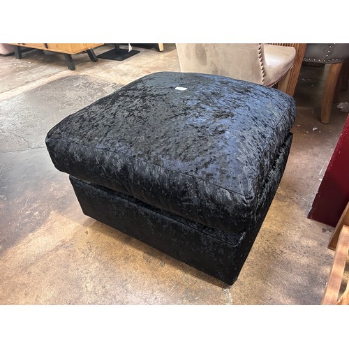 3075 - A crushed black velvet upholstered footstool