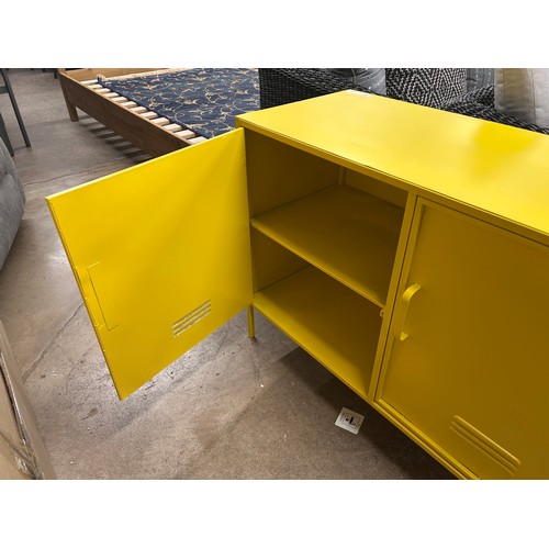 3091 - A yellow industrial style two door cabinet