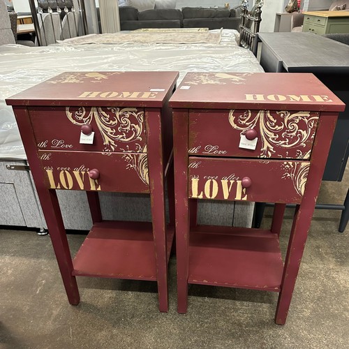 3122 - A pair of retro style two drawer bedside tables