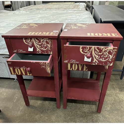 3122 - A pair of retro style two drawer bedside tables