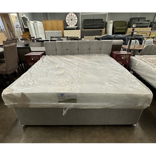 3123 - A pewter super king size bed frame