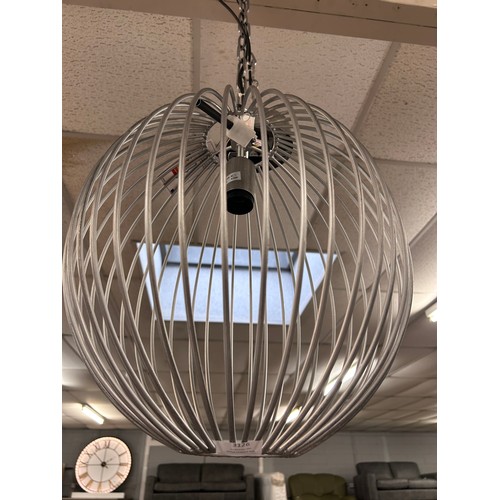 3126 - A pair of silver painted wire spherical ceiling pendants