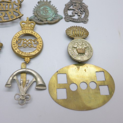 2028 - A collection of military badges, including Royal Horse Guards, Notts & Derby and Princess Charlotte ... 