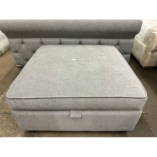 3163 - A large pewter velvet upholstered storage footstool