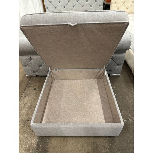 3163 - A large pewter velvet upholstered storage footstool