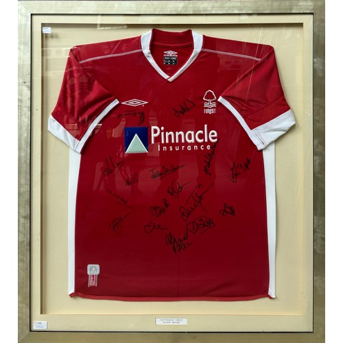 240 - A framed Nottingham Forest signed shirt display, bearing signatures from the 2002/03 season