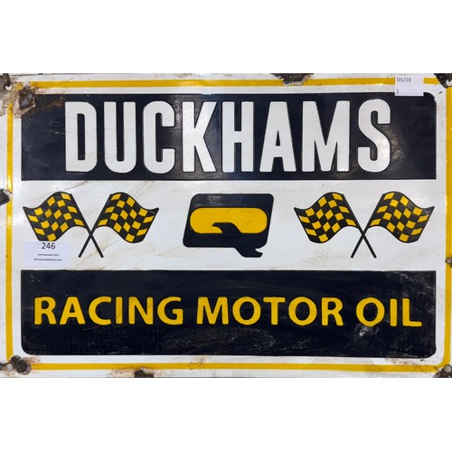 246 - A Duckhams Racing Motor Oil enamelled metal advertising sign