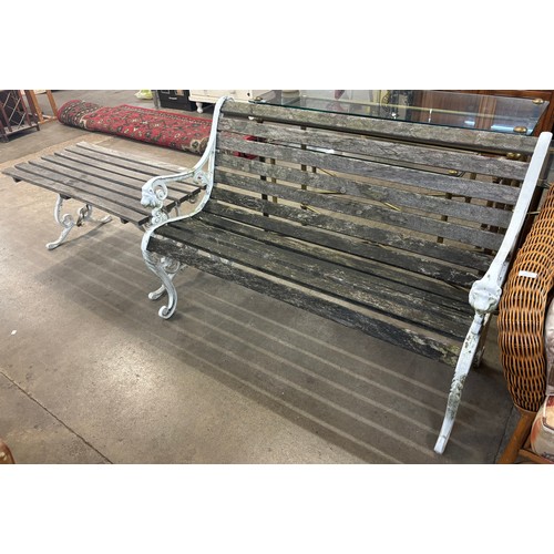 206B - A cast iron painted garden bench and table