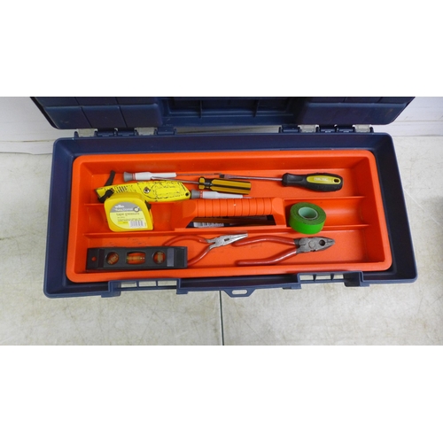 5005 - 2 boxes of tools including screwdriver set, spanner set, grips, a Spear and Jackson saw, a hammer, T... 