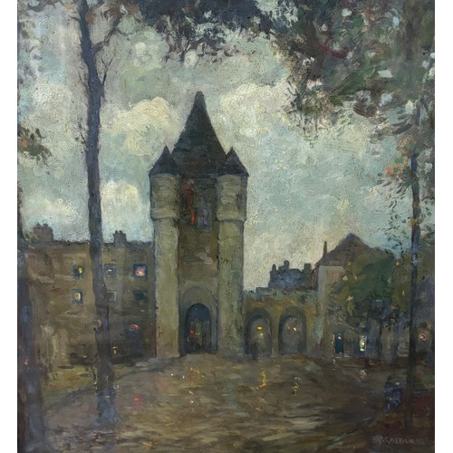 277 - A. Raeburn R.S.W., The Gateway, oil on board, framed