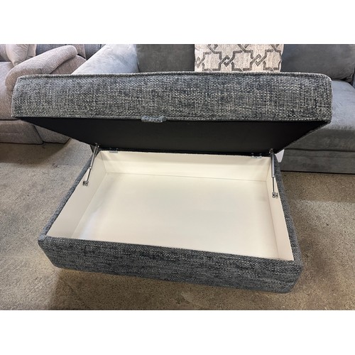 3206 - A dark grey textured weave upholstered storage footstool