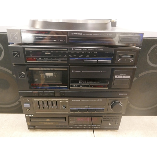 5088 - A quantity of Pioneer stereo equipment including a PL-X112 auto return stereo turntable, an F-X11ZL ... 