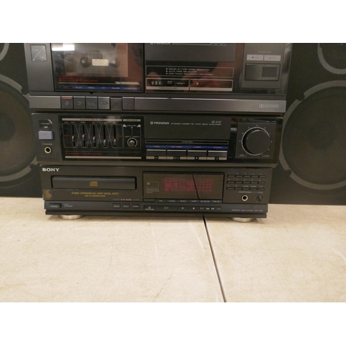 5088 - A quantity of Pioneer stereo equipment including a PL-X112 auto return stereo turntable, an F-X11ZL ... 