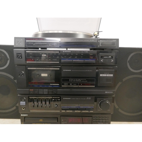 5088 - A quantity of Pioneer stereo equipment including a PL-X112 auto return stereo turntable, an F-X11ZL ... 