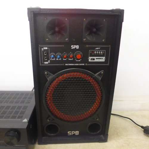 5092 - An Onkyo TX-NR646 AV receiver and a pair of SPB-10, 600W multi media audio centre speakers