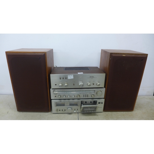 5094 - A quantity of stereo equipment including a Rotel RA-214 integrated stereo amplifier, a JVC R-1XL ste... 