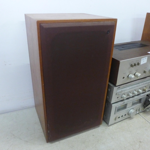 5094 - A quantity of stereo equipment including a Rotel RA-214 integrated stereo amplifier, a JVC R-1XL ste... 