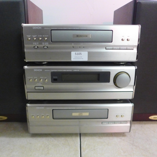 5105 - A quantity of Denon stereo equipment including A UDR-90 stereo cassette deck, a UDR-90 stereo receiv... 