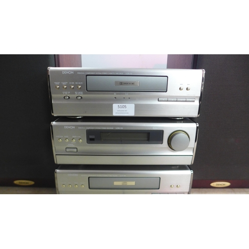 5105 - A quantity of Denon stereo equipment including A UDR-90 stereo cassette deck, a UDR-90 stereo receiv... 