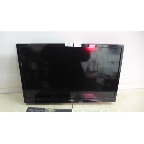 5109 - A Seiki SE 24HD01UK 24 inch TV/DVD player with leads, remote control and Reka full motion TV wall br... 