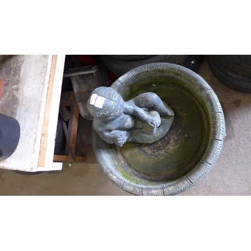 5148 - A 3 piece stone effect concrete bird bath