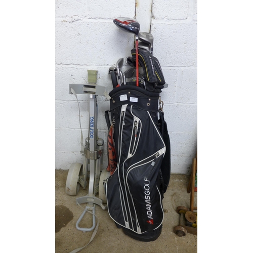 5171 - A quantity of golf clubs including Dunlop Tour, Cougar, Idea Tech, etc., in an AdamsGolf bag with tr... 