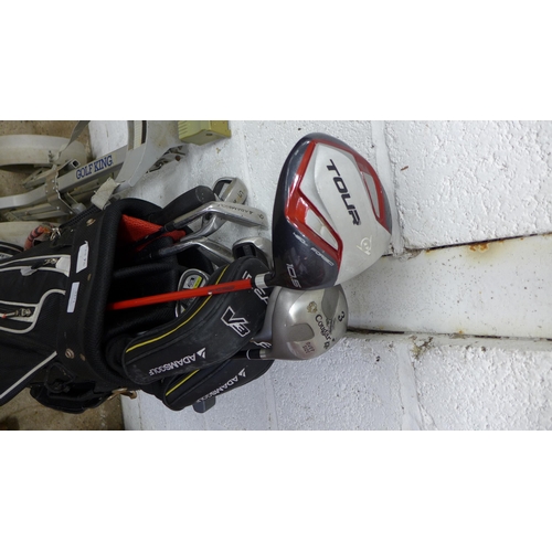 5171 - A quantity of golf clubs including Dunlop Tour, Cougar, Idea Tech, etc., in an AdamsGolf bag with tr... 