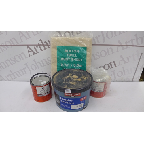 5229 - 2 tins of Biocheck magnolia matt anti mould paint and a 10 litre tub of Johnstones trade vinyl matt ... 