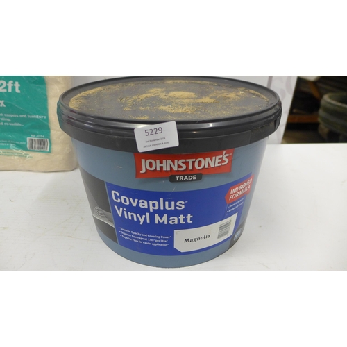 5229 - 2 tins of Biocheck magnolia matt anti mould paint and a 10 litre tub of Johnstones trade vinyl matt ... 