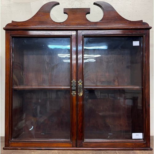 265 - A Victorian stained beech wall hanging display cabinet