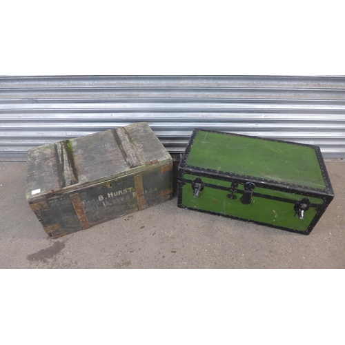 5253 - 2 large wooden storage chests