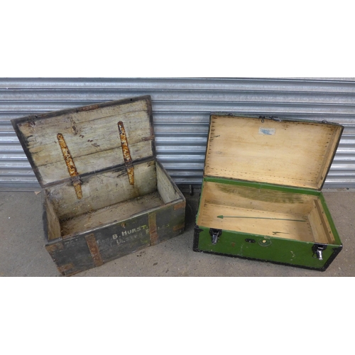 5253 - 2 large wooden storage chests