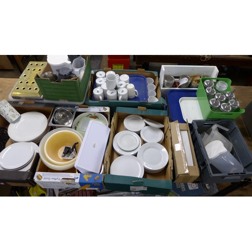 5271 - A large quantity of kitchen and catering equipment including disposable polystyrene cups with plasti... 