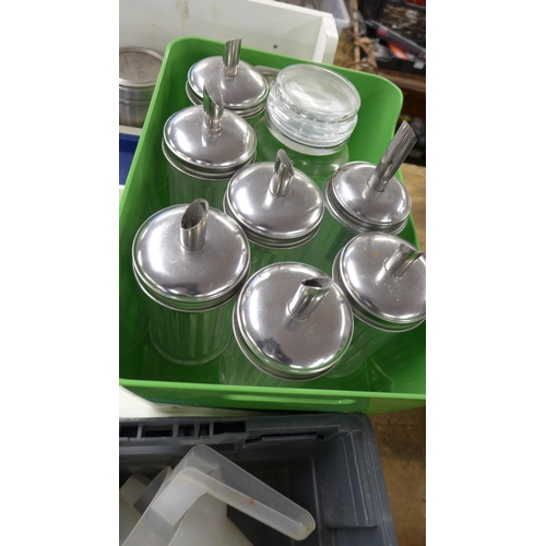 5271 - A large quantity of kitchen and catering equipment including disposable polystyrene cups with plasti... 