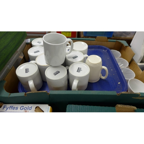 5271 - A large quantity of kitchen and catering equipment including disposable polystyrene cups with plasti... 