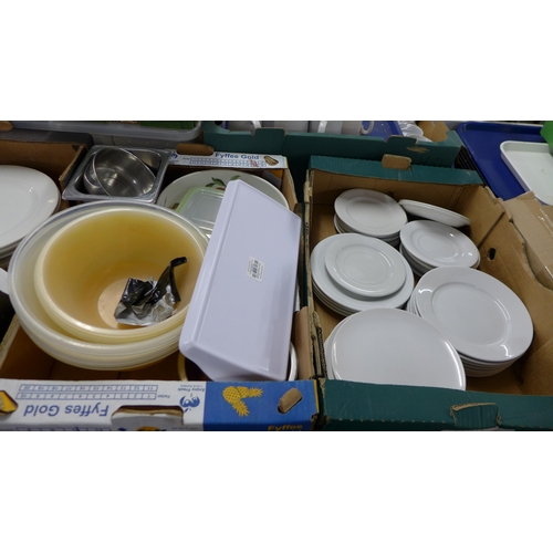 5271 - A large quantity of kitchen and catering equipment including disposable polystyrene cups with plasti... 