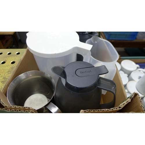 5271 - A large quantity of kitchen and catering equipment including disposable polystyrene cups with plasti... 