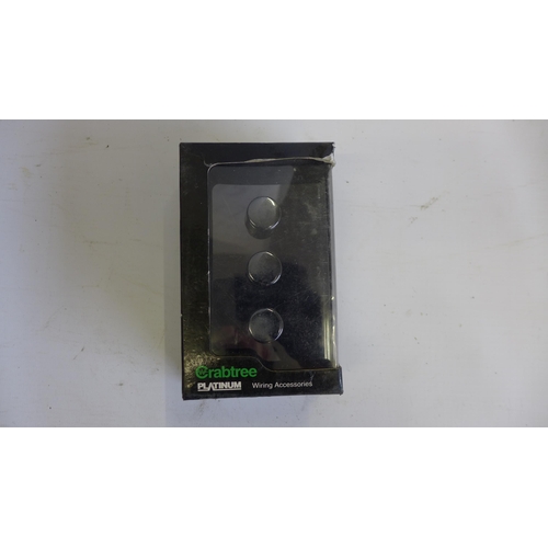 5282 - A large quantity of electrical switches and sockets including dimmer switches, single sockets and do... 