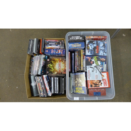 5289 - Two large boxes of assorted DVD's and box sets including a large collection of John Wayne, Rom coms,... 