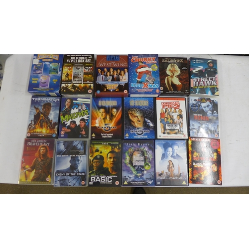 5289 - Two large boxes of assorted DVD's and box sets including a large collection of John Wayne, Rom coms,... 