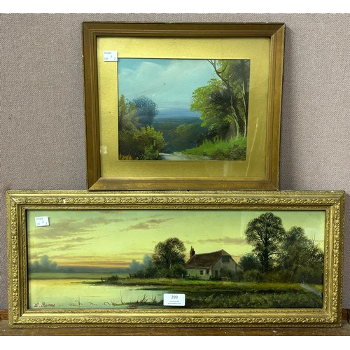 293 - L. Ramus, countryside landscape, oil on board, framed and one other