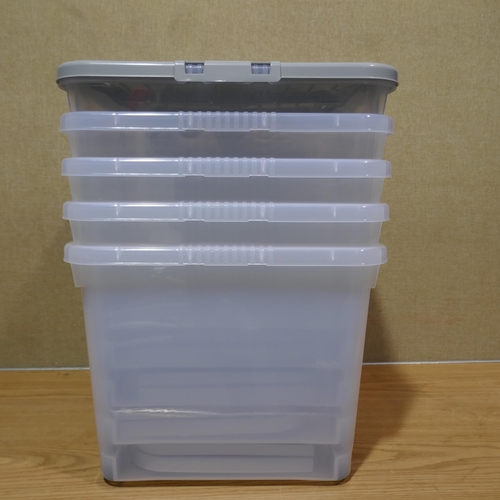 6183 - Wham 5 X 44L Boxes With Wheels & Folding Lid (Only one lid) *This lot is subject to Vat