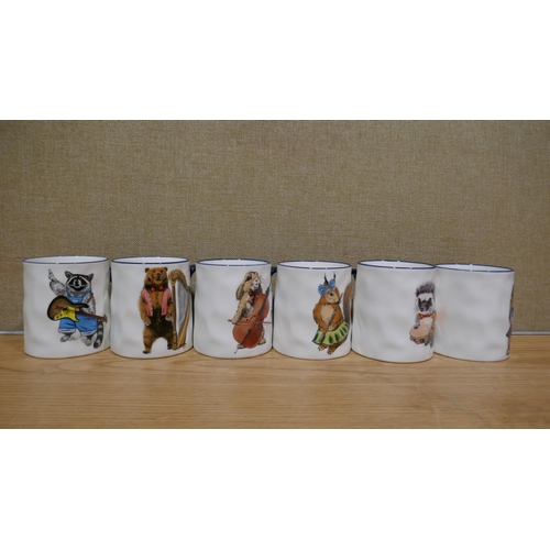 6077 - Six Orchestra Animal Mugs with box (One has damage on handle) *This lot is subject to Vat