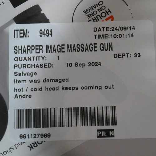 6084 - Sharper Image Power Percussion Pro+ Massage Gun with box and accessories *This lot is subject to Vat