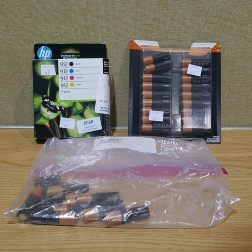 6088 - Hp 912 Ink Cartridges, Duracell Aa Optimum Batteries *This lot is subject to Vat